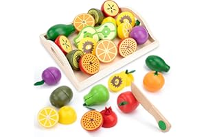WISPLYE Jouet Aliment Cuisine, Fruits Magnetique Jouet à Découper imitant en Bois, Dinette Nourriture Montessori, Jeux de Rôles Éducatifs, Noël Cadeaux Anniversaire pour Enfants Plus de 3 Ans