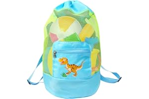 LOHAME Bolsa de playa para niños bolsa de playa de malla bolsa porta juegos playa portátil plegable juegos bolsa para juguetes arena calle bolsa con cremallera - para niño piscina viaje