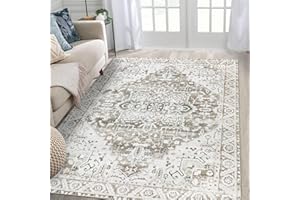 Famibay Tappeto Salotto 120x170cm Lavabile in Lavatrice Tappeto Camera da Letto Pelo Corto Morbido Tappeto Soggiorno Vintage Marrone Beige Antiscivolo pour Soggiorno Cameretta Sala da Pranzo