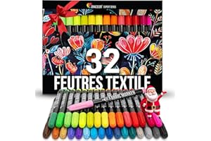 Zenacolor 32 Feutre Textile Permanent - Pour Différents Tissus - Marqueur Textile Permanent, Indélébile et Non Toxique - Pour Enfant et Adulte