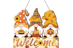 PANELEE 13 Stück Thanksgiving Willkommensschild Rustikaler Herbst Holz Hängeschild Truthahn Kürbis Zwerg Bauernhaus Türschild mit Seilen hängende Dekoration für Herbst Haustür Veranda für Outdoor Home Decor