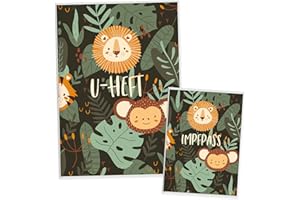 HIMMEL.HERZ.PAPIER® U-Heft-Hülle inkl. Impfpass Hülle - 3- teiliges Set - Hochwertige Hülle für Untersuchungsheft und Impfpass deines Kindes - Dschungel