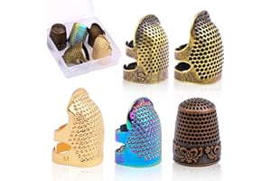 RIDDUR 5 Pezzi Ditali Da Cucito Perno Di Protezione per Le Dita Regolabile (S/M) Ditali in Metallo per Cucire a Mano Protezione per Le Dita Con Scudo in Metallo per Cucire Quilting Accessori per Cucito