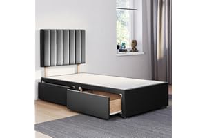 COMFOREST, BEDDING & UPHOLSTERY INNOVATION LEADER ComfoRest Single Bed Base with 2 Drawers - 3FT - (Black Plush) - Spacious Frame with Storage - Durable Design for Practical Living - Versatile Choice for Contemporary Interiors