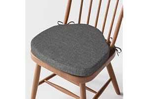 MineCozy Windsor Chair Cushions for Dining Chairs 1 Pack Non Slip Kitchen Seat Cushion with Ties and Washable Covers Indoor Comfortable Seat Pad with Thick Foam 16.5" x 15.5" x 2" Dark Grey