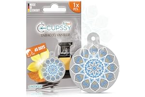 CUPSSY Fragancia para coche, ambientador para coche, perfume para coche inspirado en el perfume de tabaco y vainilla, árbol aromático para el interior del vehículo, 1 ambientador AirPad