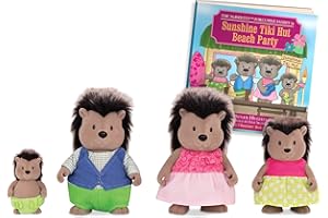 Li'l Woodzeez - Famiglia di porcospini McBristly - Set di giocattoli da 5 pezzi con statuette di animali in miniatura e libro di fiabe - Giocattoli e accessori per bambini dai 3 anni in su