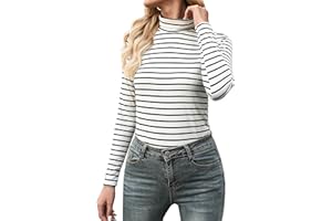 Aottori Damska koszulka termiczna z golfem T-shirty z długim rękawem Bielizna bawełniana z wywijanym kołnierzem Zimowy krój Slim Fit Basica Top