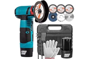 Housiwill Winkelschleifer, Mini Kleiner Winkelschleifer, Kabelloses Elektrisches Trennschleifer 12V, 19500 U/min mit 2 Stück 2000 mAh-Akku, Nylon-Schneidmesser/Schleifscheibe/Metall-Trennscheibe