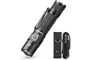 CSTEBOKE Sofirn SP35T - Torcia tattica con fondina, 3800 lumen con doppio interruttore, 8 modalità di illuminazione, torcia LED super luminosa con IPX8, USB-C, torcia ricaricabile per caccia, campeggio, corsa