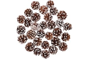 ENLACE 30 sztuk szyszek jodłowych, ok. 3 – 4 cm, mini szyszki choinkowe z białą powłoką, naturalne szyszki sosnowe dekoracyjne do dekoracji bożonarodzeniowych, DIY, rzemiosła, choinki, na jesień i