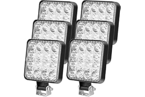 Sporgo 6 unidades de faros LED de trabajo: cuadrado 12 V 48 W LED Faro, Offroad Faros de marcha atrás faros de marcha atrás IP67 resistente al agua para excavadoras, tractores, remolcadores, ATV,