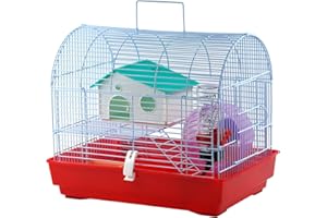 SMELL & SMILE Jaula para Hámster Roborowski Jaula para Hamster jaulas Hamsters pequeña Bebedero comedero (174ROJO)