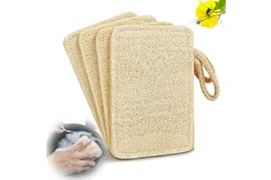 YIFLORINE TANG Natural Esponja Estropajo,4 Piezas Esponjas Naturales de Luffa con Cordón Esponja de Aire Orgánica Loofah Esponja Esponjas de Cocina de Lufa para Ollas,Sartenes,Utensilios y Encimeras,11x7cm