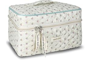 TOPALL Neceser Maquillaje Grande, Neceser Viaje Mujer de Algodón Neceser Cuero,Makeup Bag,XXL Organizador Bolsa de Aseo para Maquillaje Necessaire Viajes Accesorios de Mujer