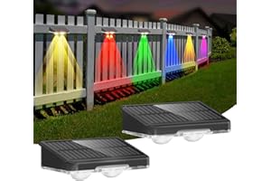 DANCINGBOAR Pack 2 apliques solares exterior para, luces led exterior solar con luz blanca cálida y RGB & 6 colores, IP65, ideal jardín, terraza, vallas, paredes