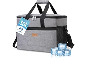 Lifewit Sac Isotherme 30L, Grand Format Glaciere Souple Isothermes, Portable Sacs Isotherm Courses Surgelés pour Voyage, Pique Nique, Camping, Plage, Gris