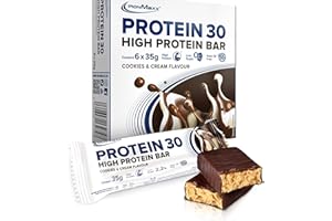 IronMaxx Protein 30 Barre Protéinée - Cookies & Cream 6 x 35g | Barre Proteine Faible en Sucres | Repas Minceur & Snack Sportif | Sans Huile de Palme, avec Vitamines | Snack Sain au Quotidien