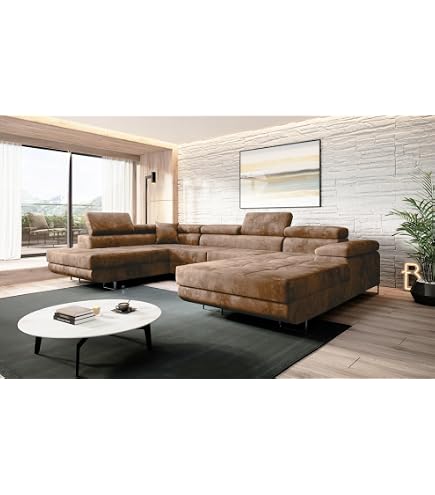 ALTDECOR Ecksofa Mit Schlaffunktion – Ausziehbar, Mit Bettkasten, 256x165x84 Cm, Grüner Velours