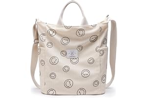 KALIDI Borsa a mano da donna in tela, casual, grande per scuola, lavoro, uso quotidiano, shopping …