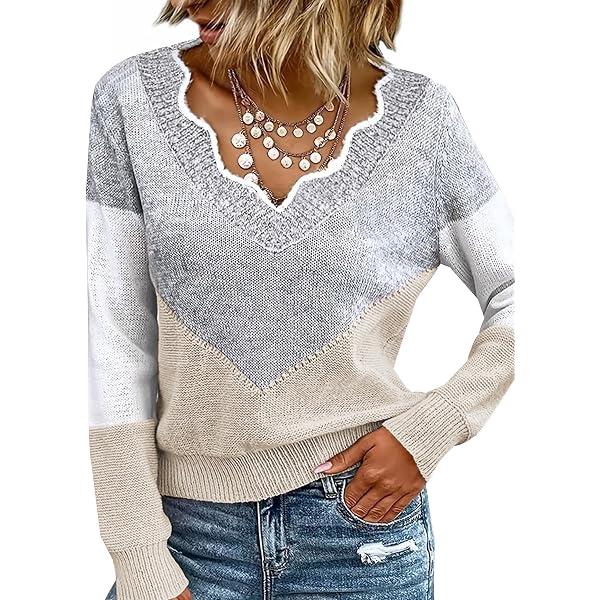 Shownicer Pull Femme Col V Tricoté – Pull Oversize Élégant Manches Longues – Chandail Chaud Casual Automne Hiver