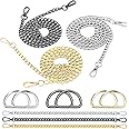 LANMOK Handbag Chain Strap, 6pcs Bag Metal Replacement Chains Shoulder Strap Chain with 6pcs D Rings for Purse Clutch Bag Wallet (Silver/Gold/Black)