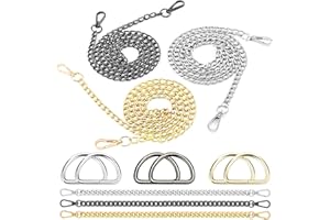 6pz Tracolla a Catena LANMOK Borsa Catena di Ricambio in Metallo Tracolla a Catena con 6 Anelli a D per Borse Fai da Te Pochette Borse a Tracolla (Argento/Oro/Nero)