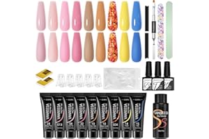 VANREESA Kit Ongle Gel U V Complet, 9 Couleurs Poly Extension Gel, Set Manucure avec Outils Base Top Coat, Kit Ongle pour Femme