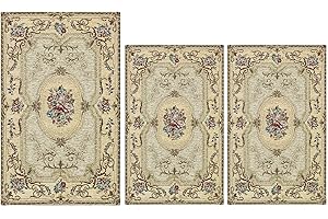 Confezioni.Giuliana TRIS CAMERA DA LETTO SCENDILETTO 3 TAPPETI CINIGLIA CLASSICO ROSONE TORTORA