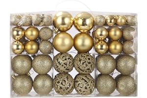 PERMUST 100 Pezzi Palline di Natale Set di Decorazioni Natalizie Palline di Natale Palline di Vetro Ornamenti Infrangibile Decorazioni per Albero di Natale, RIUTILIZZABILE (oro)
