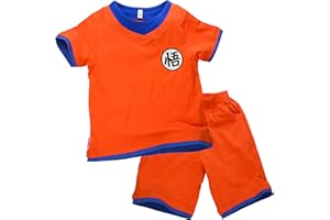 papapanda Kinder Kostüm Goku T-shirt Shorts Trainingsanzug Orange Blau Jahre Kinder