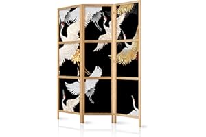 murando - Biombo Crane Bird Animal Naturaleza 135x171 cm 3 Paneles Lienzo de Tejido no Tejido Tela sintética Separador Madera Design de Moda Home Office Japón Abstracto g-C-10115-z-b