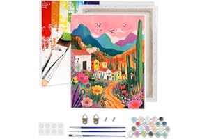 AIRDEA Paesaggio Montagna Dipingere con i Numeri Adulti, Paint by Numbers con Vernici e Pennelli, Kit di Pittura Acrilica Fai-da-Te per Adulti Principianti Decora la casa 30x40 cm (Incorniciato)
