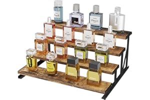 Lifewit 4 Etagen Display Ständer mit Schwarzes Metallregal, 35 x 27 x 16 cm Stehende Aufsteller für Parfüm, Holzwerkstoff Parfüm Organizer für Schminktisch/Badezimmer, Tortenständer für Party