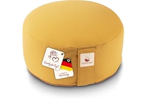 ‎NAVANGO Navango® Meditationskissen I Rundes Yogakissen handgefertigt in Deutschland I Sitzhöhe 15cm I Verdeckter Reißverschluss I 100% Dinkelspelz Füllung I Waschbarer Bezug 100% Baumwolle