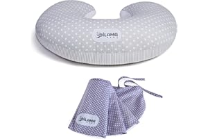Dilamababy Poduszka do karmienia noworodka, 2 poszewki na poduszki, 100% bawełna, możliwość prania i zdejmowania, ergonomiczna opaska na głowę, regulowane wypełnienie z włókien