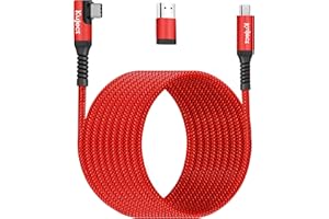 Kuject Compatible for Oculus Quest 2 Link Cable 20FT USB 3.0 Type C to C, Nylon Braided Long PC Connect Power Data Extension Charging Cord Red, Virtual Reality Gaming Accessories for Oculus Quest