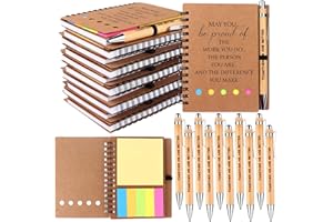 AUGENSTERN 10 Sets Employee Appreciation Gifts Bulk Motivational Bamboo Ballpoint Pens with Inspirational Spiral Notebook Journal Thank You Gift Leaving Gifts for Colleagues Nurse Teacher Coworker Volunteer