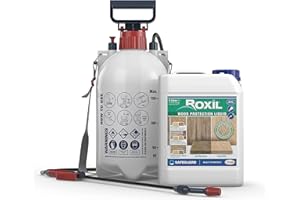 Roxil Wood Waterproofing Liquid (5L & Sprayer Clear) 10 Year Outdoor Wood Preserver, Sealer for Decking, Fence, Sheds and Furniture