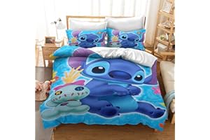 SMNVCKJ Stitch Juegos de ropa de cama con diseño en 3D, ropa de cama de 100 % microfibra gruesa y suave, incluye fundas de almohada, adecuada para niños y niñas (doble 200 x 200 cm, 5)