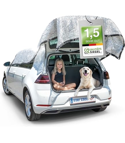Ezcasch Schaduwnet auto voor honden, 2 x 2 m, 85% aluminium, schaduwnet als uv- en zonwering, geschikt voor buiten, inclusief elastisch koord, 5 m nylon touw, nagels