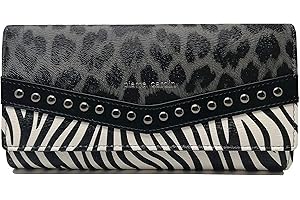 Pierre Cardin Cartera de mujer, niña, bonita, grande, espaciosa, piel sintética, regalo, cartera con monedero, billetera, cartera de mujer, de niña, gris, Moderno