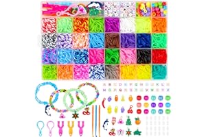 Sofore elastico per Braccialetti, 2500+ Kit Braccialetti Colorati per Bracciale Loom Bands Kit 40 Griglia Fai Da Te Bambina Gomma Bracciale Giochi Ragazza