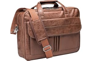 seyfocnia Herren Business Reise Aktentasche Leder Handmade Messenger Bags Laptop Tasche, [L] Braun - 43,9 cm