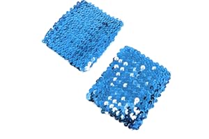 CADOLINE Pair Of Womens Sequin Polyester Fancy Dress Wristbands 16 x 10cm