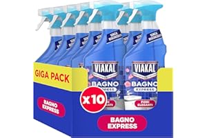 Viakal Express Spray Anticalcare Bagno, Confezione da 10 x 470ml, Fragranza Fiori Eleganti, Tecnologia Anti-Goccia, Elimina Fino Al 100% Di Calcare e Residui di Sapone