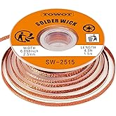 TOWOT Solder Wick Braid with Flux No-Clean Electronic, Desoldering Wick Braid Remover.Desolder Soldering 2.5mm W 0.10'' L 5'