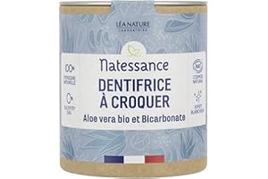 Natessance - Dentifrice À Croquer - Les solides - Aloe Vera Bio Et Bicarbonate - Certifié Bio Cosmos Organic - Pot en carton 100% recyclable 80 comprimés