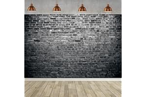 HNMDMYI 3 x 2.4 m Photo Background Brick Wall Vintage Black Brick Photography Background Baby Shower Children Adults Portrait Photo Shooting Birthday Party Decorations Banner Photo Studio Props