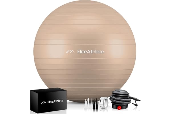 EliteAthlete Ballon Gym avec système anti-burst - Fitness Pilates Yoga - Ballon Grossesse avec pompe à air incluse